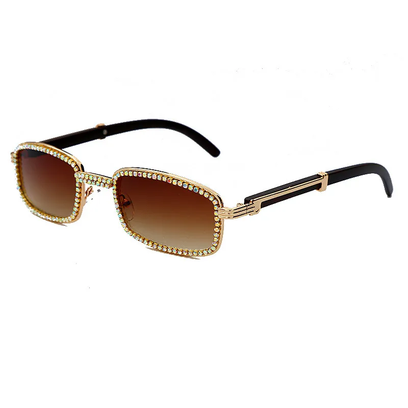 Высококачественные роскошные металлические солнцезащитные очки с бриллиантами, женские новые брендовые дизайнерские Квадратные Солнцезащитные очки для женщин и мужчин, прозрачные очки UV400 - Цвет линз: 2