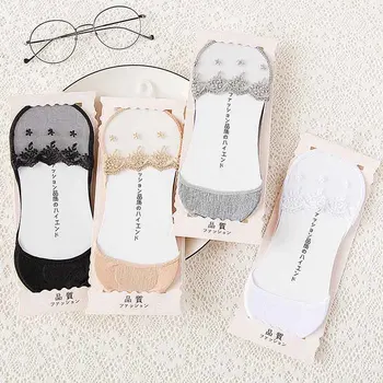 

1/2/4 Pairs Super Thin Lace Woman Socks Invisible Socks Women Summer Boat No Show Cotton Bottom Slippers Sock WZ647