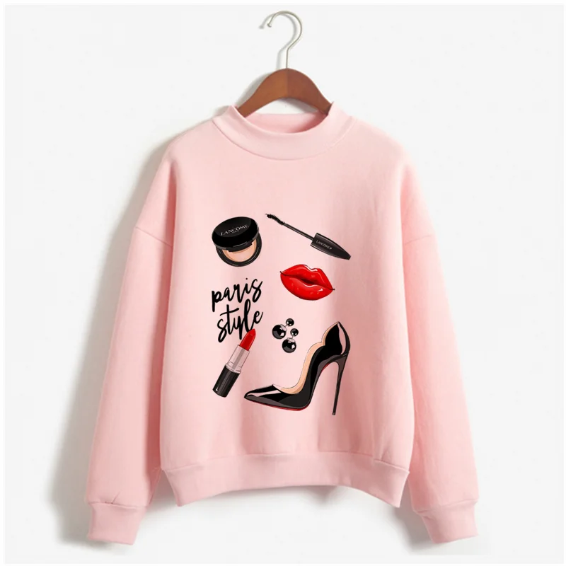 Latest autumn and winter perfume bottle print hoodie women's fashion retro hoodie women's perfume Harajuku pink sweater - Цвет: WY-pink-10-14