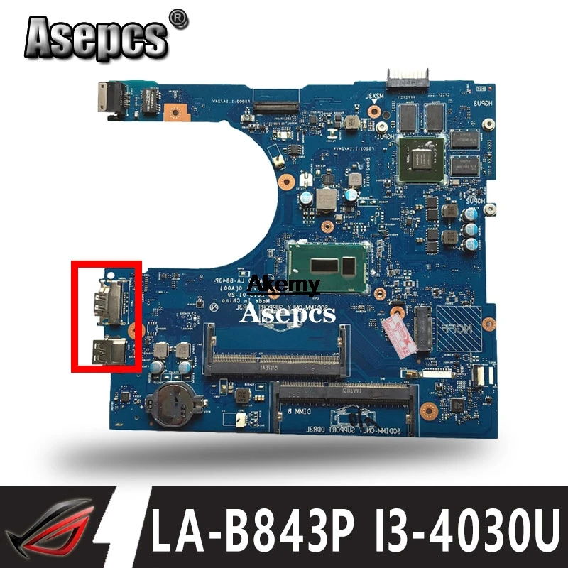 

For Dell Inspiron 15 5458 5558 5758 Laptop motherboard I3-4030U CPU AAL10 LA-B843P CN-07KTXF 07KTXF Mainboard test good