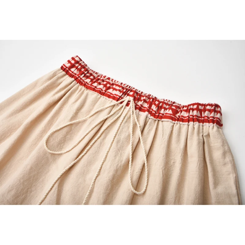 2021 Bohemian Stitching Wrap Skirt  Cotton And Linen Striped Skirt Casual Skirt Female Autumn And Winter Clothes Elegant Skirt tutu skirt