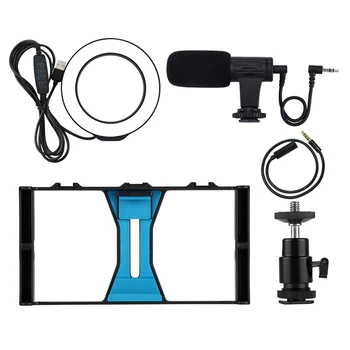 

PULUZ PKT3027 3 in 1 Vlogging Live Broadcast Smartphone Video Rig + Microphone + Ring LED Selfie Light Kits