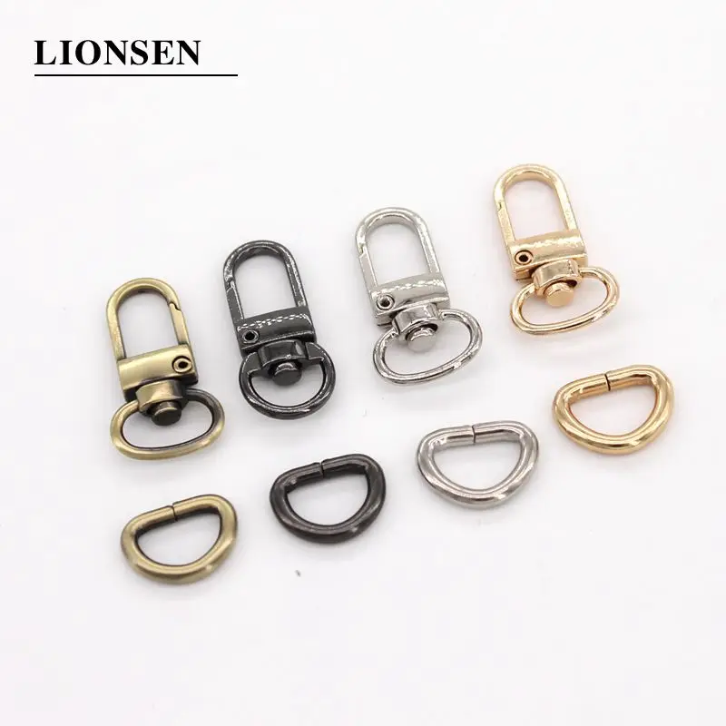 Lionsen 8 sets Bag Parts Accessories Luggage bag buckle Snap hook/Dog hanger Lobster Clasp D ring 10 mm diameter | Багаж и сумки