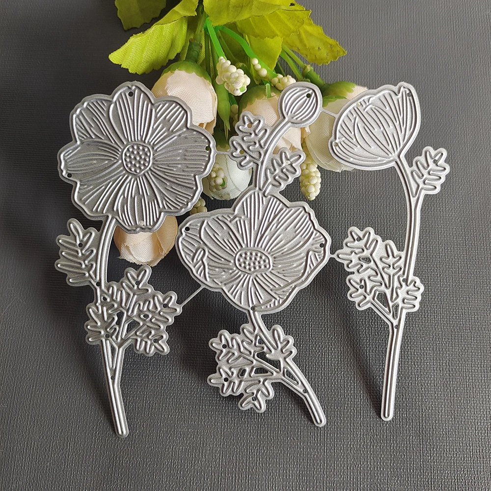 

Симпатичные цветы мака, металлические штампы для DIY скрапбукинга/изготовления открыток/альбома, декоративные Ремесла, ручное тиснение, выс...