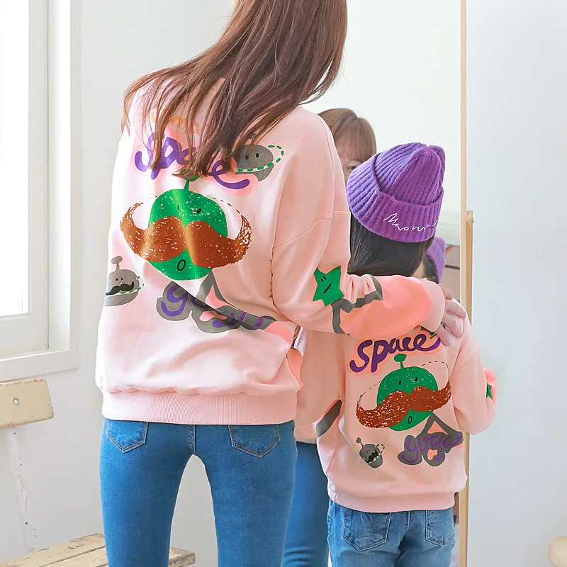 

Mother and Daughter Clothes Sweatshirt for Girls 2019 New Autumn Sprint Tops Printed Pullover Long Sleeve Sweater Women Costumes