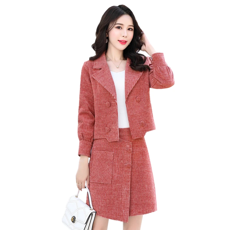 Herfst Nieuwe Tweedelige Set Vrouwen Rok Set Hoge Kwaliteit Office Dames Blazer Mode Slanke Wollen Blazer Jas + Rok set D3342 Herfst Nieuwe Tweedelige Set Vrouwen Rok Set Hoge Kwaliteit Office Dames Blazer Mode Slanke Wollen Blazer Jas + Rok set D3342