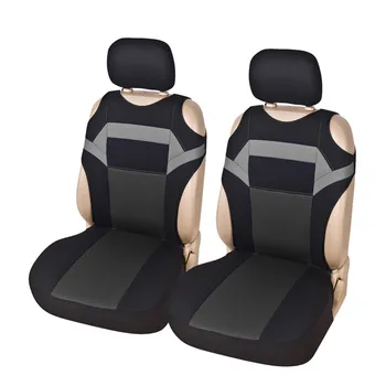 

Universal Car Front Seat Cover Gray T Shirt Design Polyester Breathable Car Care Seat Protector 2 pieces