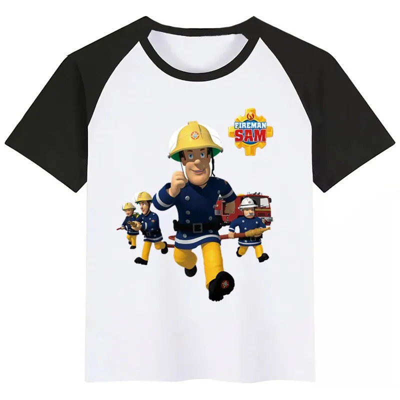 

Kids Sam Fireman Firefighter Cartoon Funny T-shirt Kids Summer Tops Children Short Sleeve Tshirt Baby Clothes