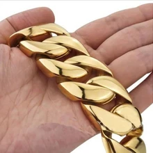 Мужской велосипедный браслет из тяжелого толстого золота, массивная Снаряженная кубинская цепь в стиле хип-хоп 316L браслет из нержавеющей стали 26 мм 31 мм широкий браслет