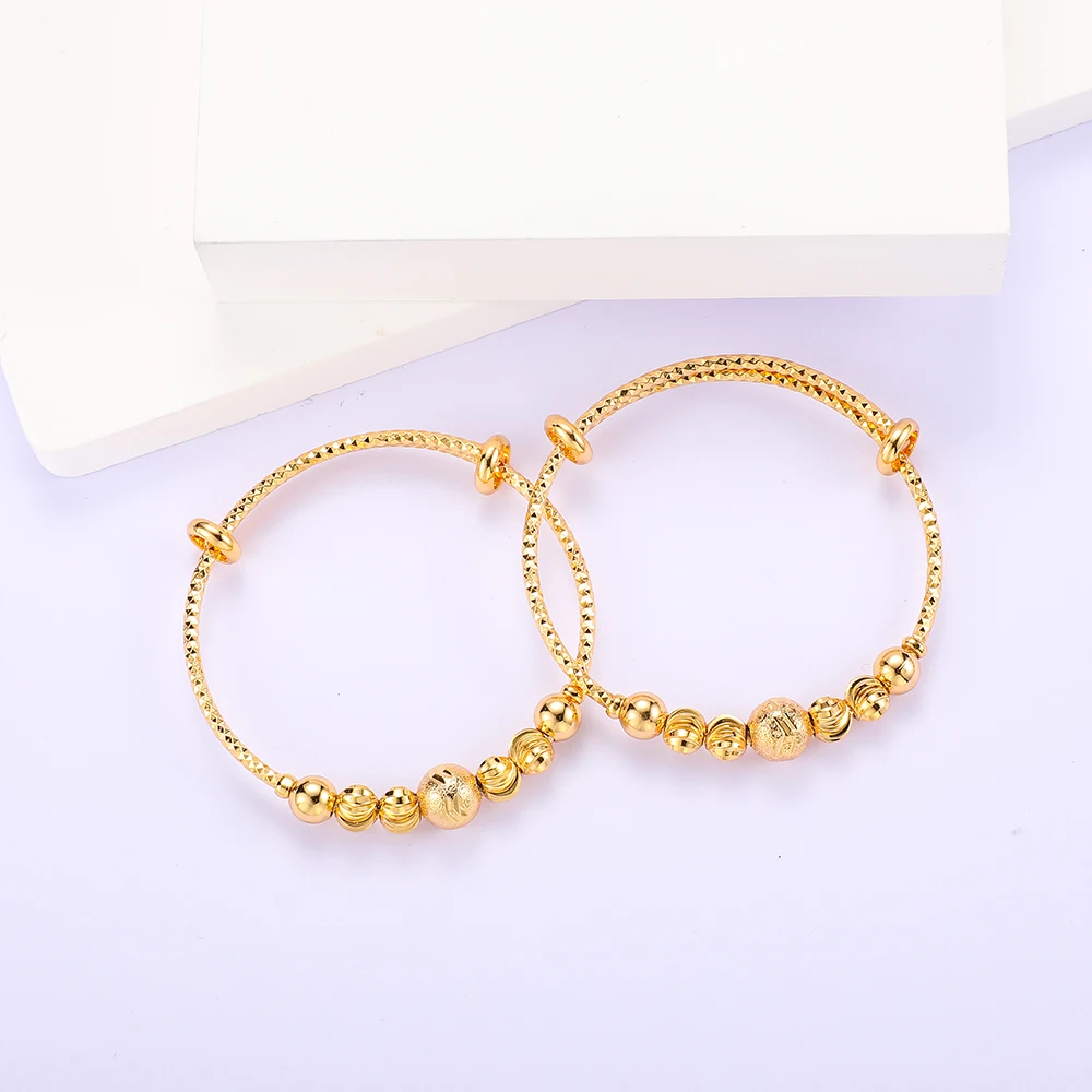 2Pcs/Lot Baby Bangles Arab Beads Bangle for Baby Kids Children Dubai African Middle Eastern Jewelry Gift bangle bracelet