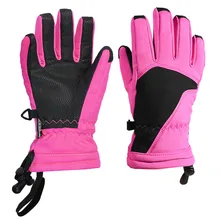 1 Pair Ski Gloves Winter Gloves Kids Waterproof Full Finger Winter Warm Velvet Glove for Outdoor ENA88