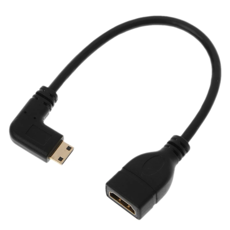 Угловой позолоченный мини кабель HDMI Мама с углом 90 градусов штырь гнездо для HDTV
