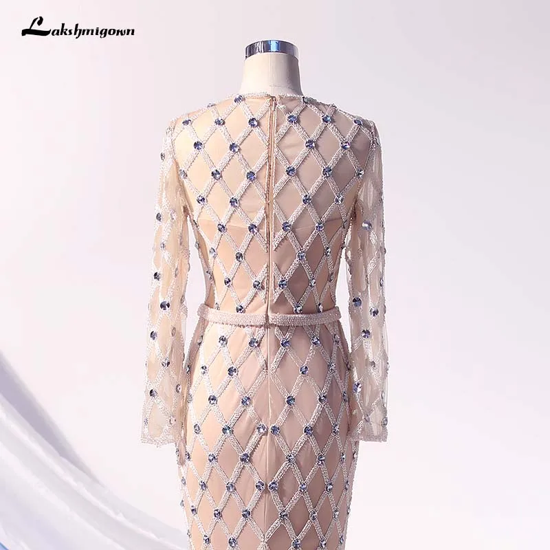 Lakshmigown Роскошные Кристаллы Русалка вечернее платье с длинным рукавом Robe De Soiree вечернее платье вечерние платья формальное платье