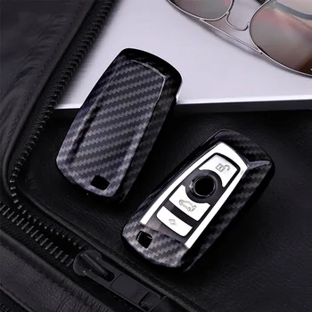

1Pc Carbon Fiber Look Car Key Chain Case fob Cover Shell For BMW 1 2 3 4 5 6 7 Series X3 X4