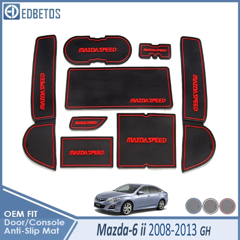 Mazda6 08-13 Red Противоскользящий коврик для Mazda 6 2008-2013 GH MK2 2009 2010 2011 2012 Седан Wagon аксессуары ворота слот подставка анти-грязный дверной паз - Название цвета: Mazda6 08-13 Red