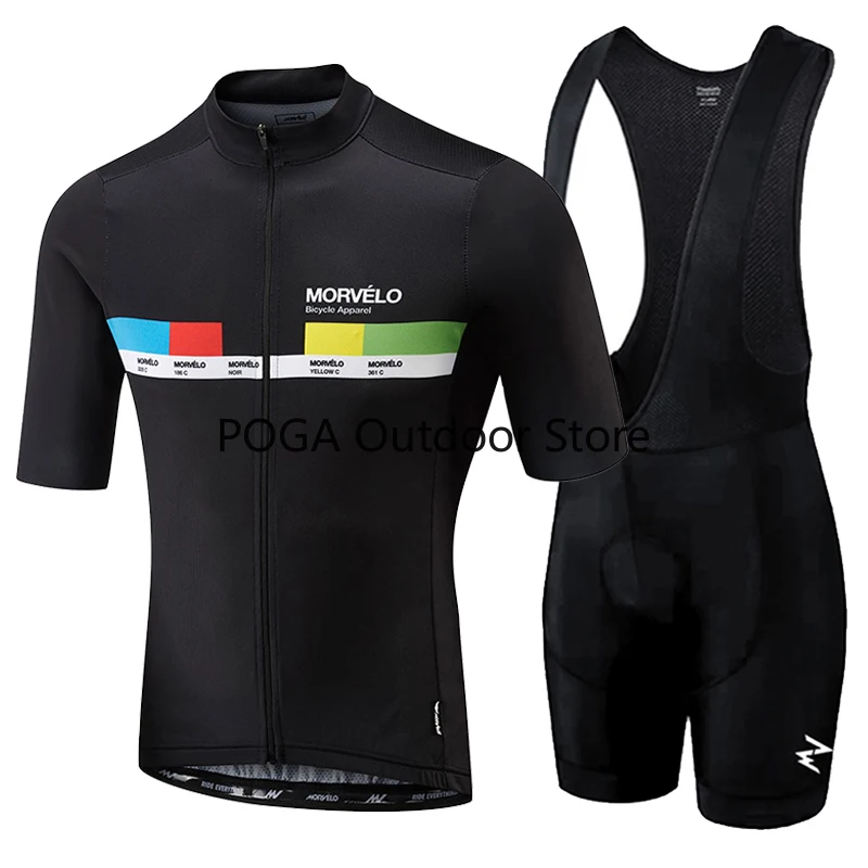 

Morvelo 2020 Men Summer Clothing cycling Clothes kits short sleeve bib shorts men's Breathable Bib Shorts maillot ciclismo set
