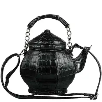 

NEW-Funny Gothic Purse Teapot Shaped Crossbody Handbag Top-Handle Tote Women'S Shoulder Bags