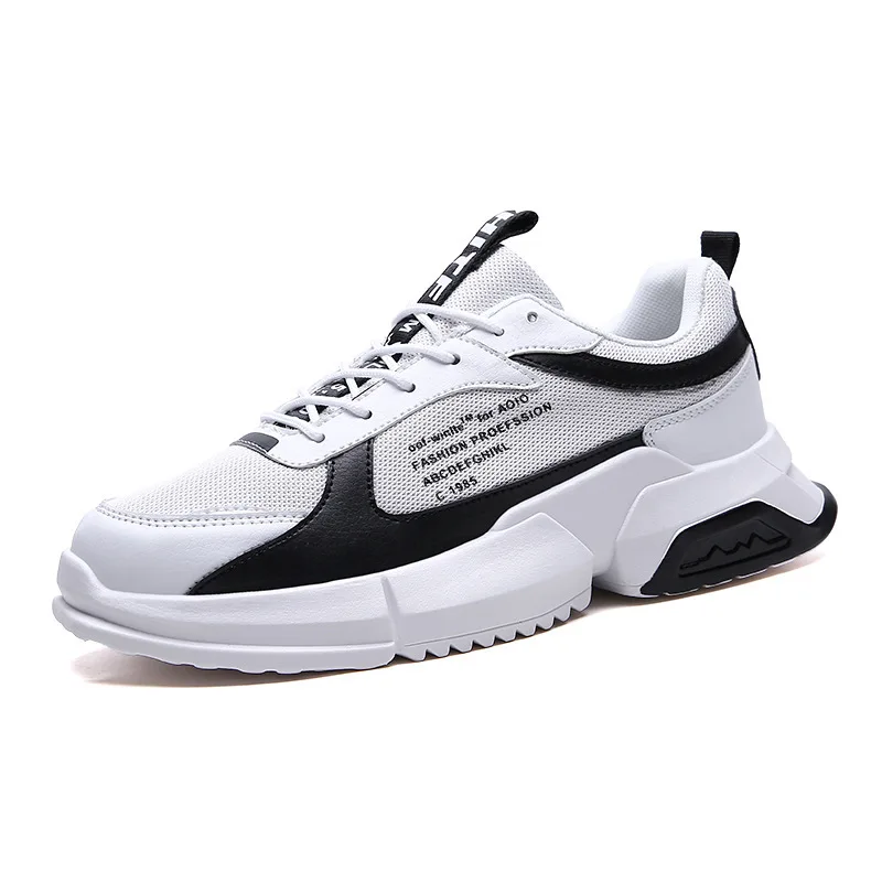 M- Explosion models autumn new students adult men's shoes casual tie daily color matching Harajuku low lightweight street shoes - Цвет: Black White