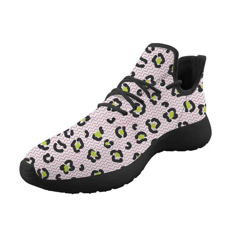 

Fashion Leopard Printed New Woman Flats Shoes Causal Men's Mesh Knitting Sneakers Comfortable/Lightweigt Flat Lady Sports Shoes