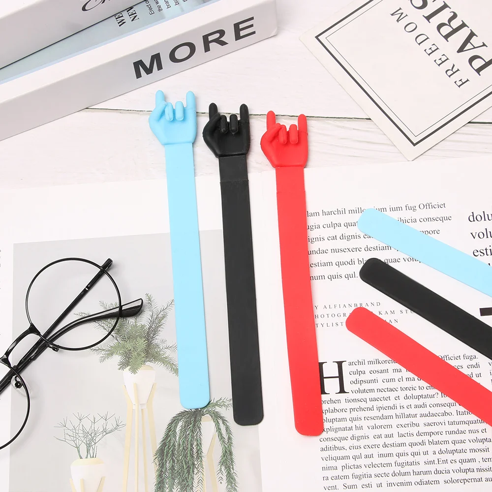 1 PC Creative Rock Gesture Music Bookmark Silicone Finger Point Personalized Bookmark Book Marker Office School Supplies