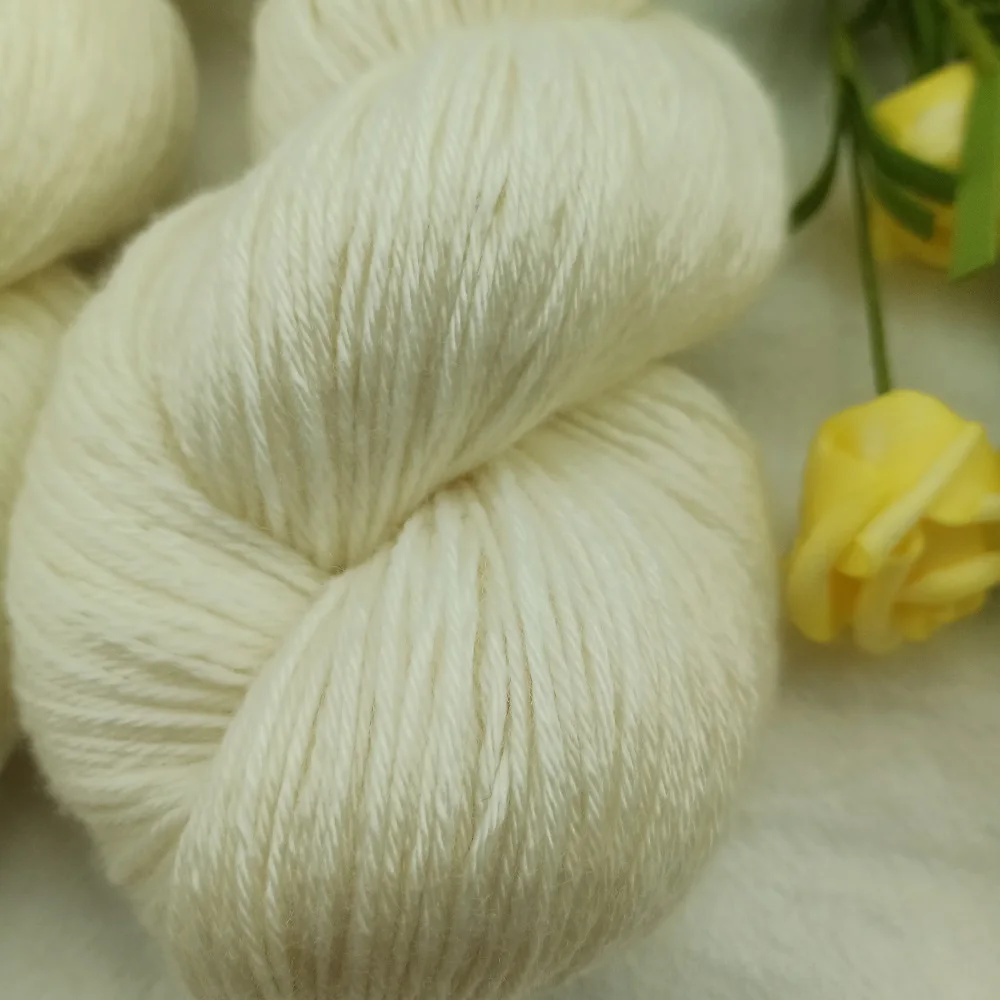 Undyed Superwash Extrafine Merino Wool with Nylon New Sock Yarn Natural White Color 2