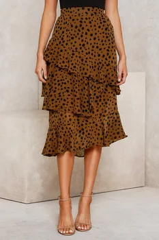 

Hirigin 2019 New Summer Women Fasion Leopard Mid Skirt S-XL