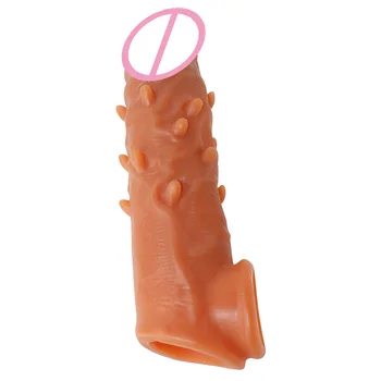 Realistic Penis Sleeve Extension Reusable Condoms For Men Penise Enlargement Sex Toys Big Dick Extender Men Cock Ring 5