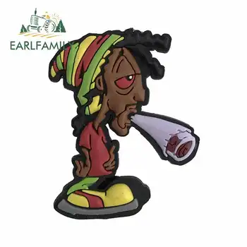 

EARLFAMILY 13cm x 10.4cm for Badass Rasta Smokin Joe Rubber Magnet Marijuana Car Sticker Occlusion Scratch Scratch-proof Decal