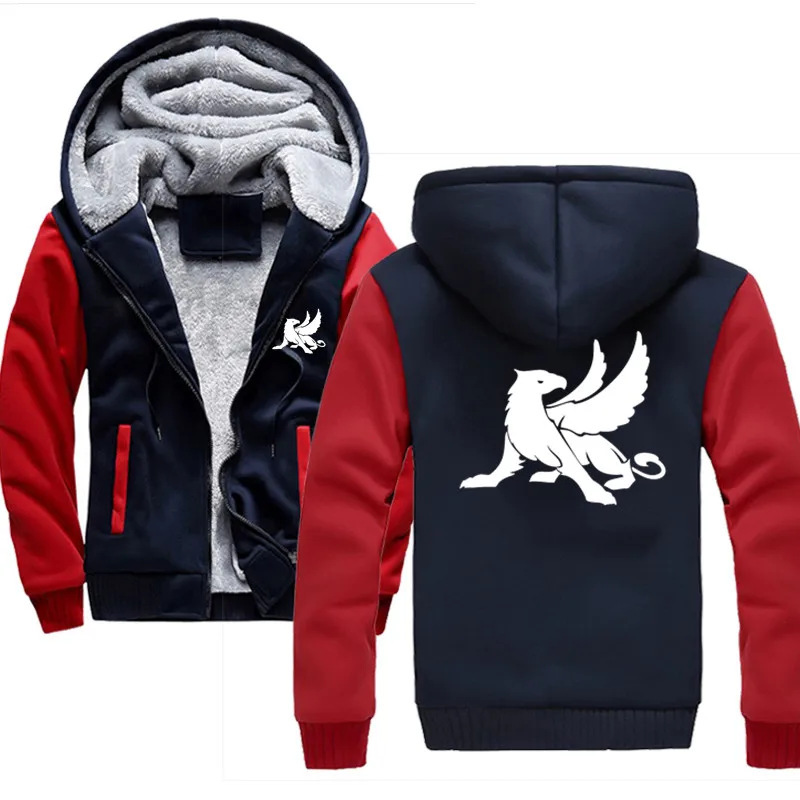 Red blue Mythical Gryphon толстовки мужские, толстовки с капюшоном с принтом шляпы флисовые утепленные осенне-зимние мужские теплые пальто брендовая одежда - Цвет: Red blue