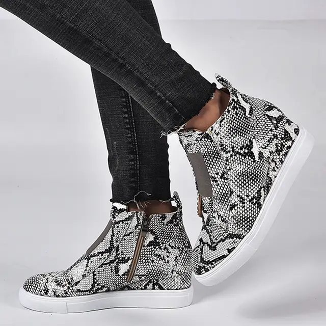 snakeskin sneaker wedges