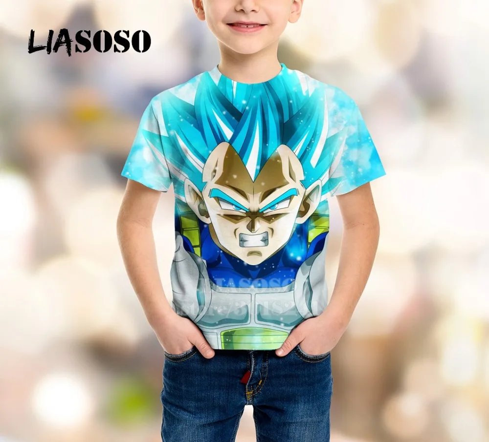 LIASOSO/ Детский свитер для подростков Vegeta IV футболка с 3D-принтом «Жемчуг дракона» Детский топ для мальчиков и девочек, пуловер с короткими рукавами для малышей B157-3