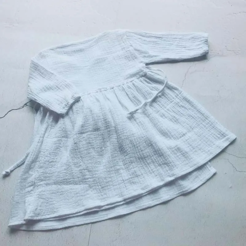 CX19 White Платье для маленьких девочек; одежда принцессы; Корейская Осенняя детская льняная одежда; детская одежда с оборками; милая детская одежда - Цвет: CX19 White