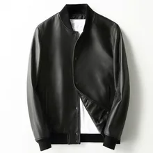 Новинка овчина осенняя куртка из натуральной кожи Мужская мотоциклетная куртка Бомбер размера плюс Veste Cuir Homme KFS19M019 KJ2171