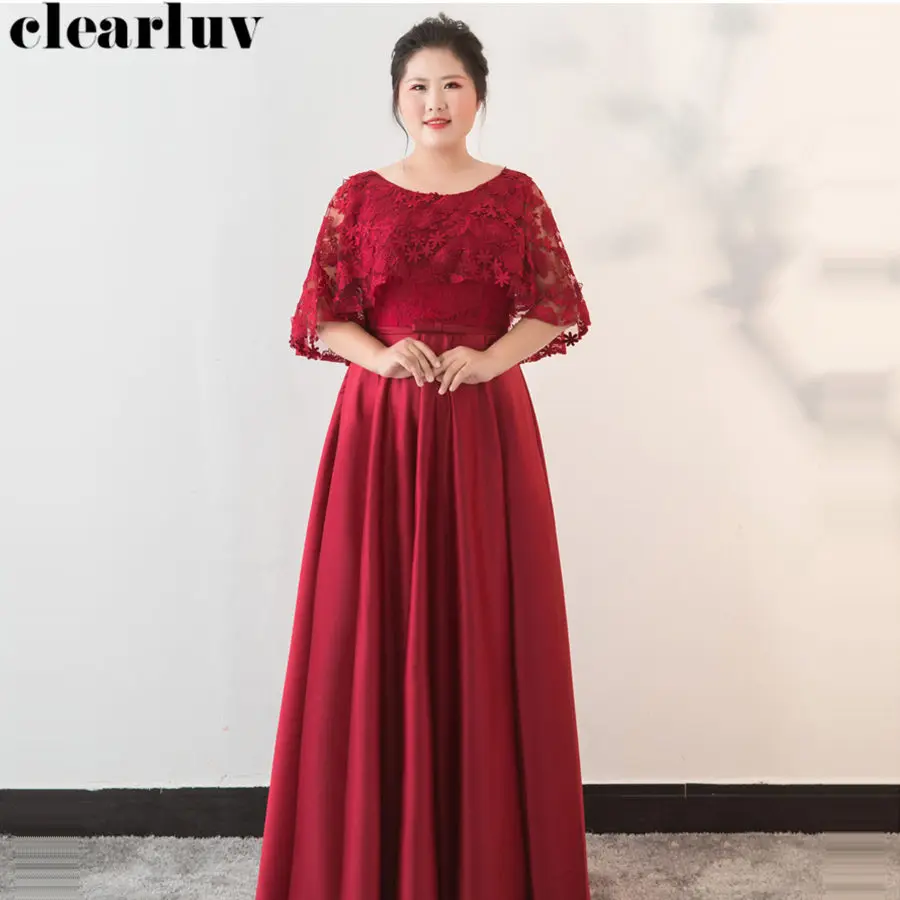 

Evening Dress Hollow Lace Robe De Soiree Plus Size Elegant Women Party Dresses 2019 O-neck Half Sleeve Formal Evening Gowns T106