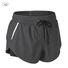 Светоотражающие полосы ночной бег 2 в 1 женские шорты Drawstring летние короткие брюки тренажерный зал фитнесс Йога Tenis быстросохнущие шорты