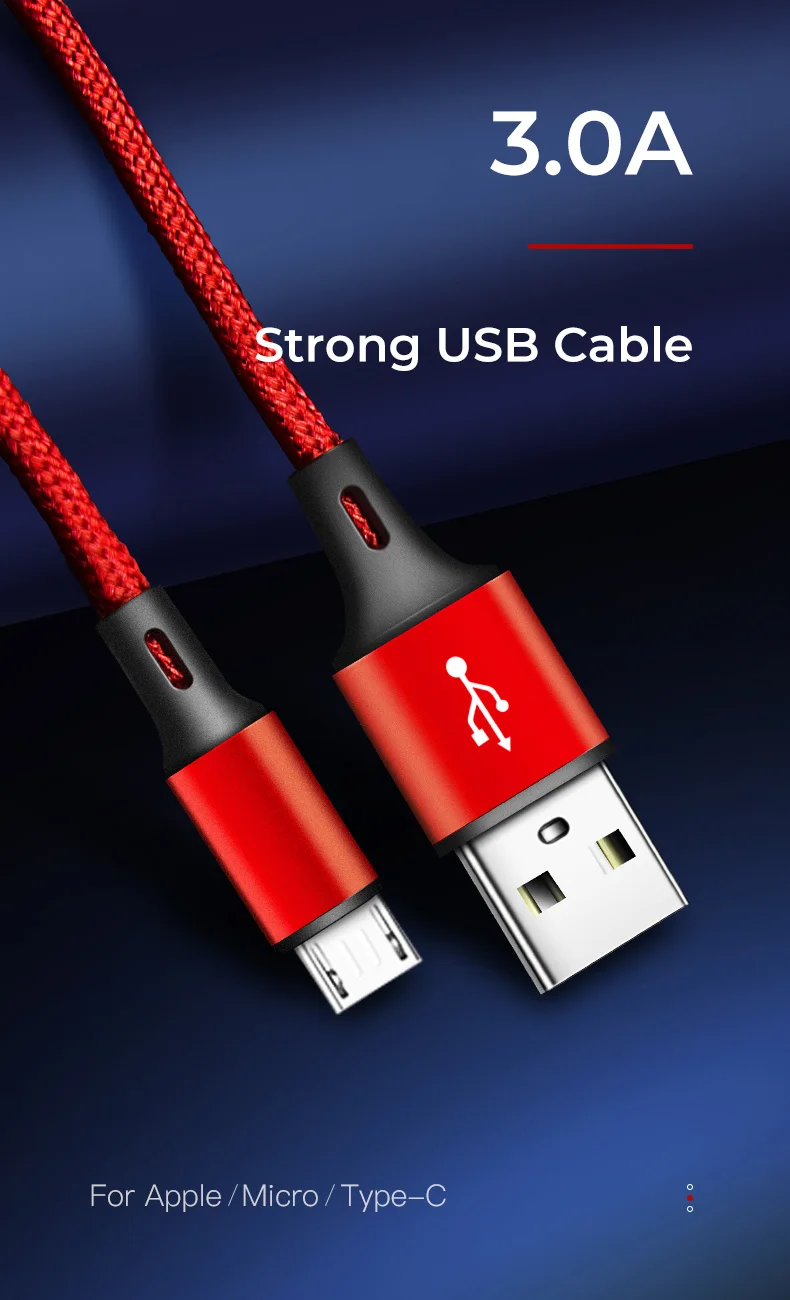 IONCT микро USB кабель 3A быстрой зарядки передачи данных Microusb провод для Samsung Xiaomi Android мобильный телефон, кабель Micro зарядное устройство USB