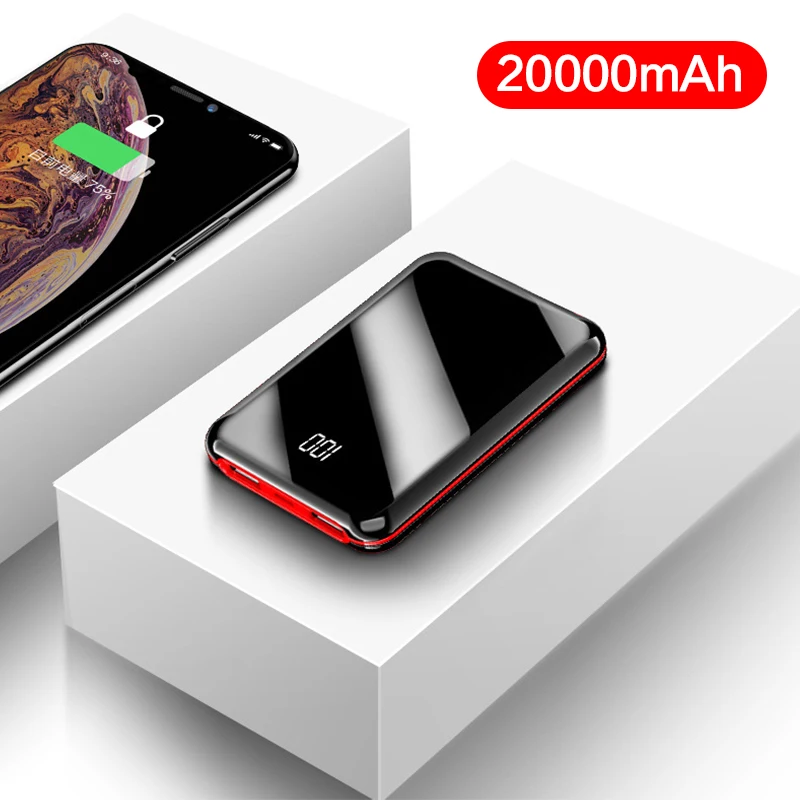 Mi ni power Bank, 20000 мА/ч, для Xiaomi mi, iPhone, быстрая зарядка, power Bank, mi rror, экран, портативное Внешнее зарядное устройство, повербанк