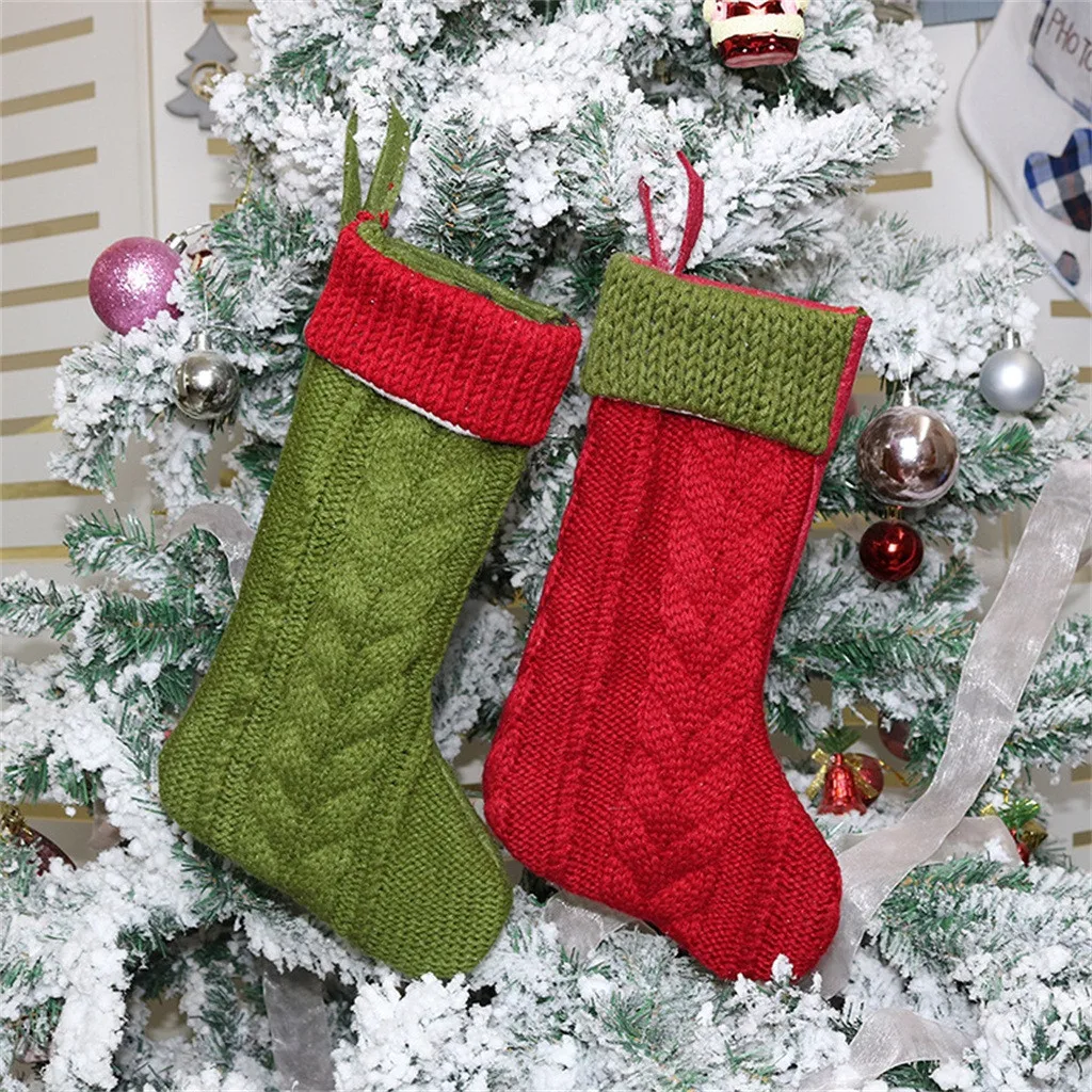 Christmas Stockings 12 inches Knit Christmas Stockings for Season Decor christmas tree decorations arbol de navidad navidad