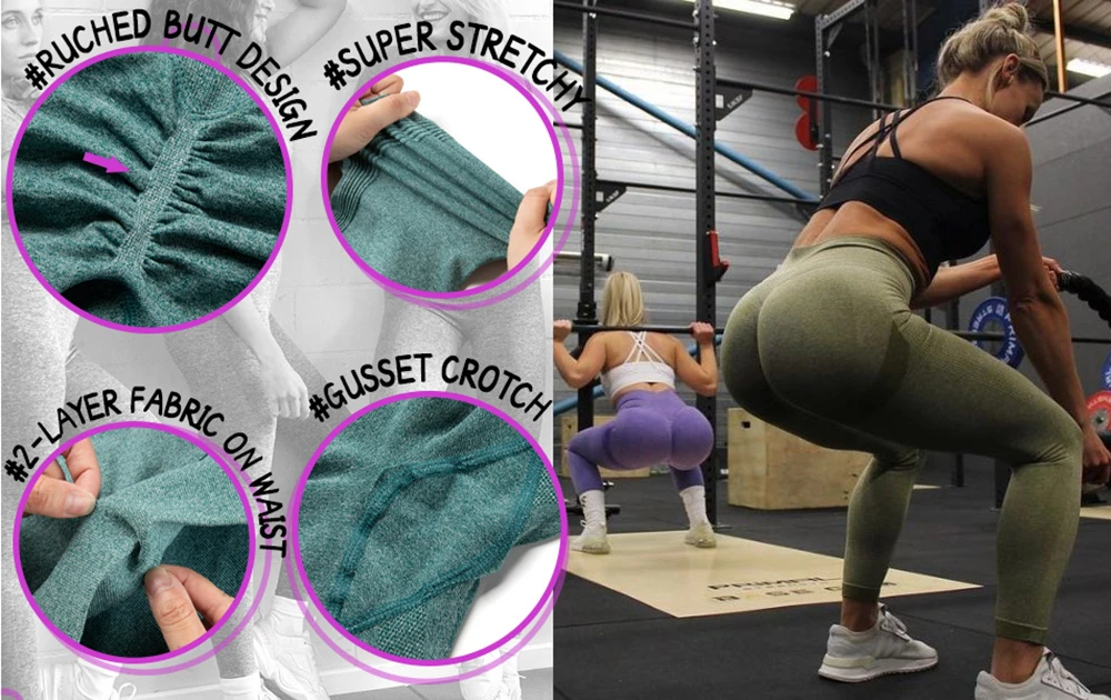 peach lift leggings NORMOV Sports Leggings Women Seamless Push Up Fitness Leggings Butt Lift High Waist Gym Scrunch Bum Leggings thermal leggings