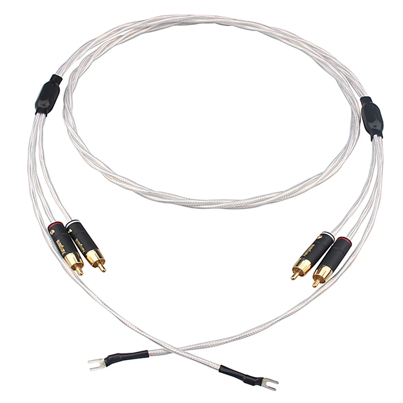 Hi-Fi hi-end аудио подключение Серебристые исходные соединения RCA LP Кабель Tonearm с