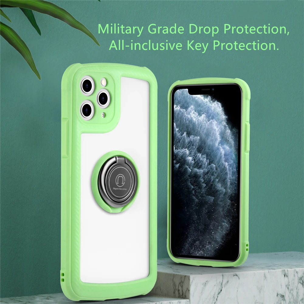 Чехол для телефона с магнитным кольцом на палец iphone SE 2020 XR XS 11Pro Max 7 8 6 6s Plus мягкая