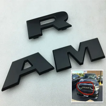 

1 set Car Front grills badge RAM Emblem ABS Plastic Black 3D Letters Logo single letter 14*5.5cm