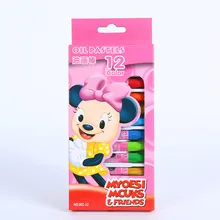 Дисней мультфильм шаблон карандаш Минни 12 цветов Ручка для рисования мелки цветной набор для масляной пастели школьные принадлежности для рисования безопасно для ребенка