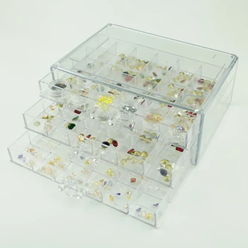 

Jewelry Drawer Box 3 Layers 72 Slots Containers Desktop Crafts Accessory Home Salon DIY Tool Nail Beads Organizer Acrylic Case