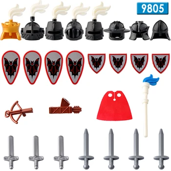 

DR.TONG Single Sale Medieval Castle Kingdoms Bat Knights Rider Solider Shield Sword Building Blocks Diy Toys Child Gifts AX9805