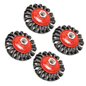 

4 PCS 4inch 100mm Knot Wire Brush / Wheel For Angle Grinder TE242 M14 Thread Grinding Polishing Accessories