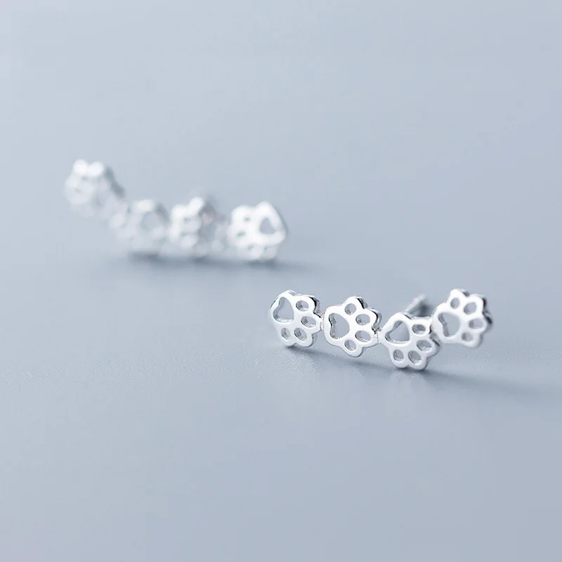 INZATT Real 925 Sterling Silver Hollow Cat claw Stud Earring For Fashion Women Party Cute Fine Jewelry MInimalist Accessories - Image 4