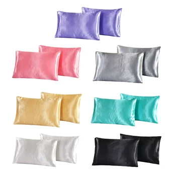

2 Pieces Solid Color Luxury Silky Bedding Pillowcases, Silk Pillows Case, US Size - Standard Twin/ Queen/ King