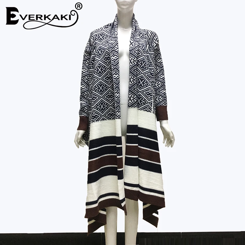 Everkaki Boho трикотажные кардиганы свитер, Женское пальто зимние свободные толстые теплые кардиганы куртки женские осень зима