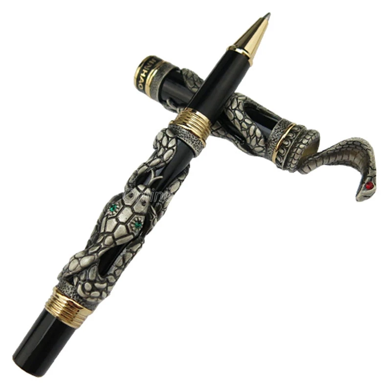 Jinhao Ancient Snake Rollerball Pen Gray Cobra 3D Pattern Texture Relief Sculpture Technology Classic Writing Gift Pen